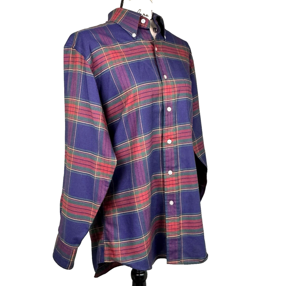 Vtg LL Bean Shirt Button Down Vtg 90's Sz M Blue Red Plaid Heritage Preppy